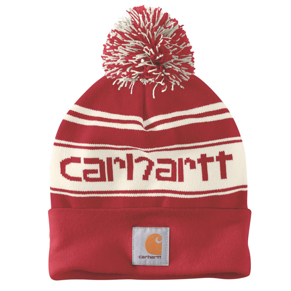 Carhartt Mens Knit Cuffed Rib Knit Fold Up Logo Beanie One Size