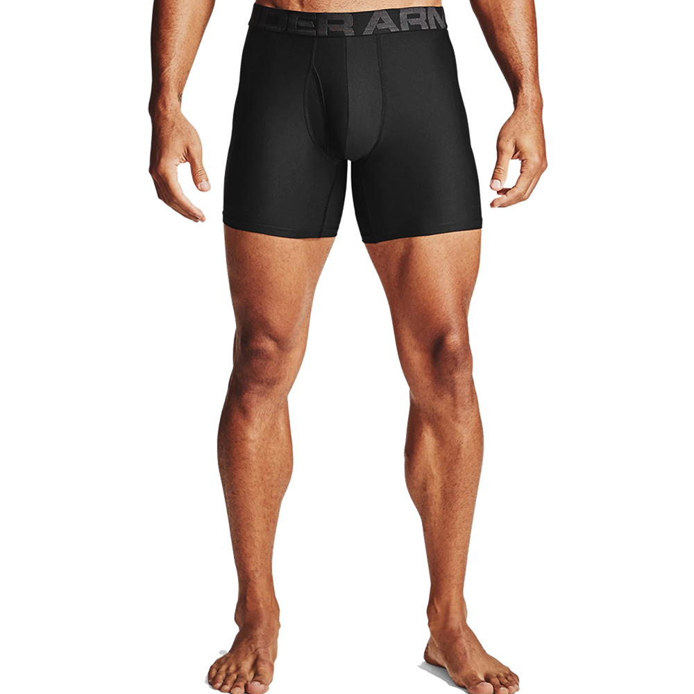 Under Armour Mens Tech 6In 2 Pack Fitted Boxer Shorts S- Waist 28-29’
