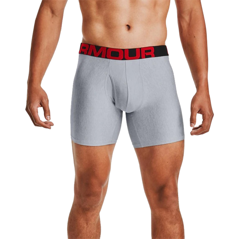 Under Armour Mens Tech 6In 2 Pack Fitted Boxer Shorts L- Waist 34-36’