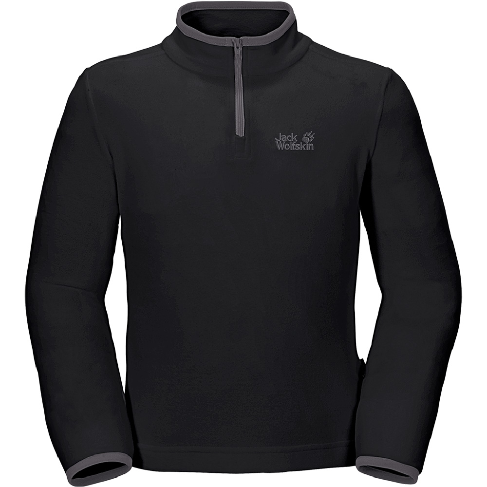 Jack Wolfskin Boys Gecko Nanuk Half Zip Warm Fleece Top Black