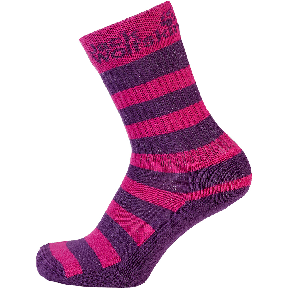 Jack Wolfskin Girls Casual Organic Classic Cotton Socks 2 Pack Pink