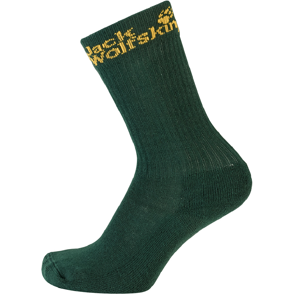 Jack Wolfskin Boys Casual Organic Classic Cotton Socks 2 Pack Green