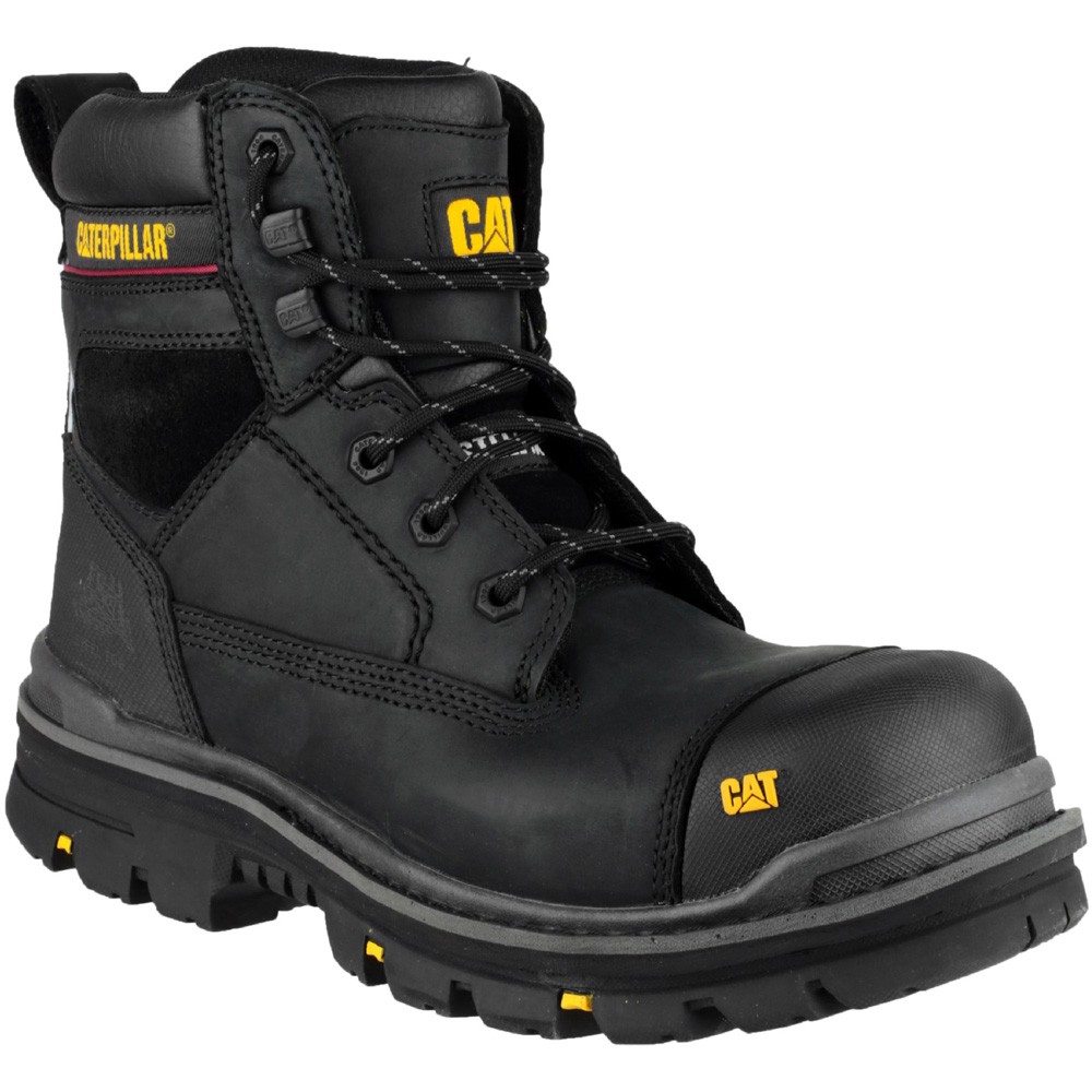 Caterpillar Mens Gravel 6 Inch Leather Work Safety Boots Black