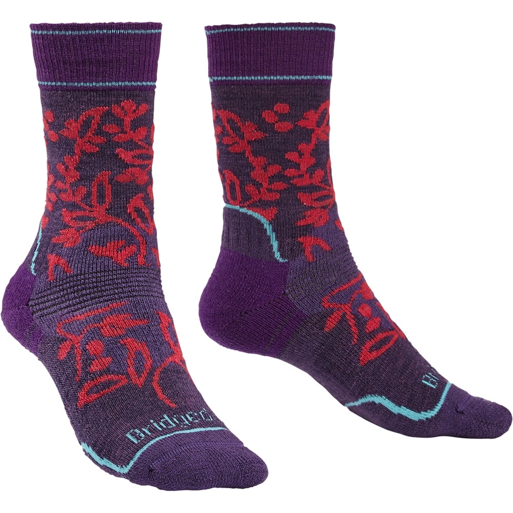 Bridgedale Womens Hike Merino Wool Pattern Walking Socks Large - UK 7-8.5 (EU 41-43, US 8.5-10)