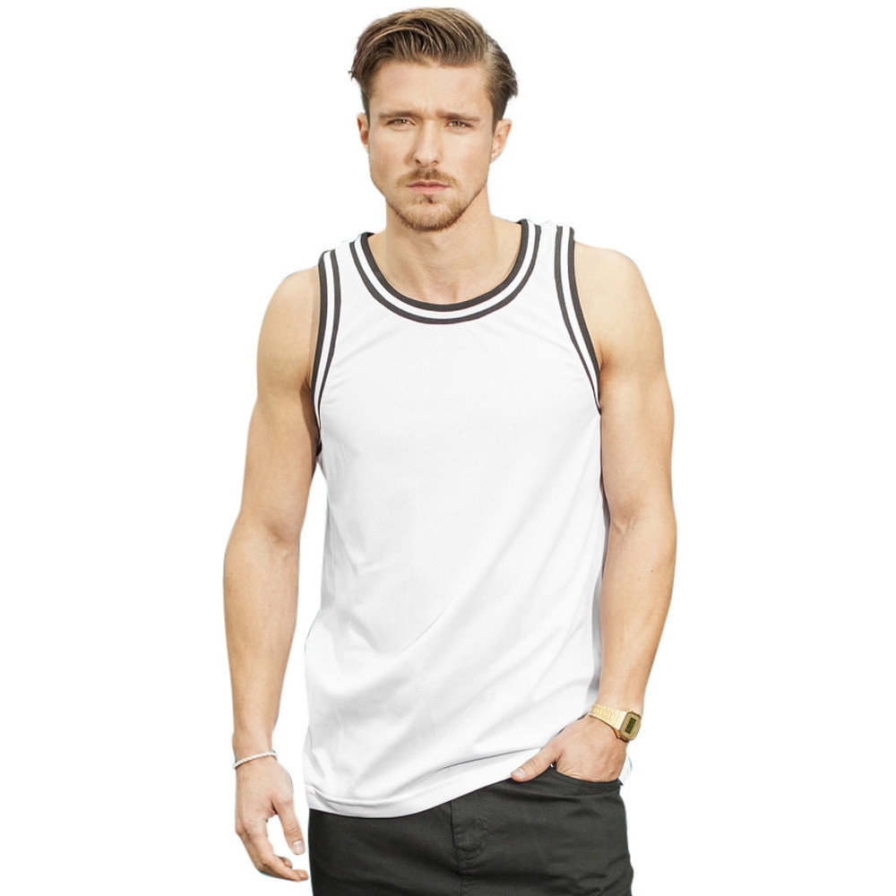 Cotton Addict Mens Mesh Contrast Hem Tank Top Vest Top L - Chest 41’ (104.14cm)