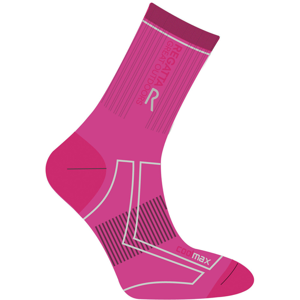 Regatta Girls 2 Season Coolmax Trek Wicking Walking Socks Pink