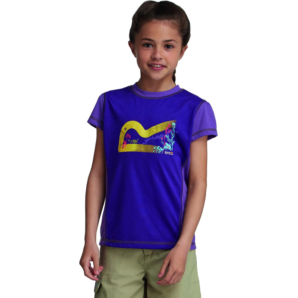 Regatta Girls Thora Lightweight Graphic Print T Shirt Purple RKT056