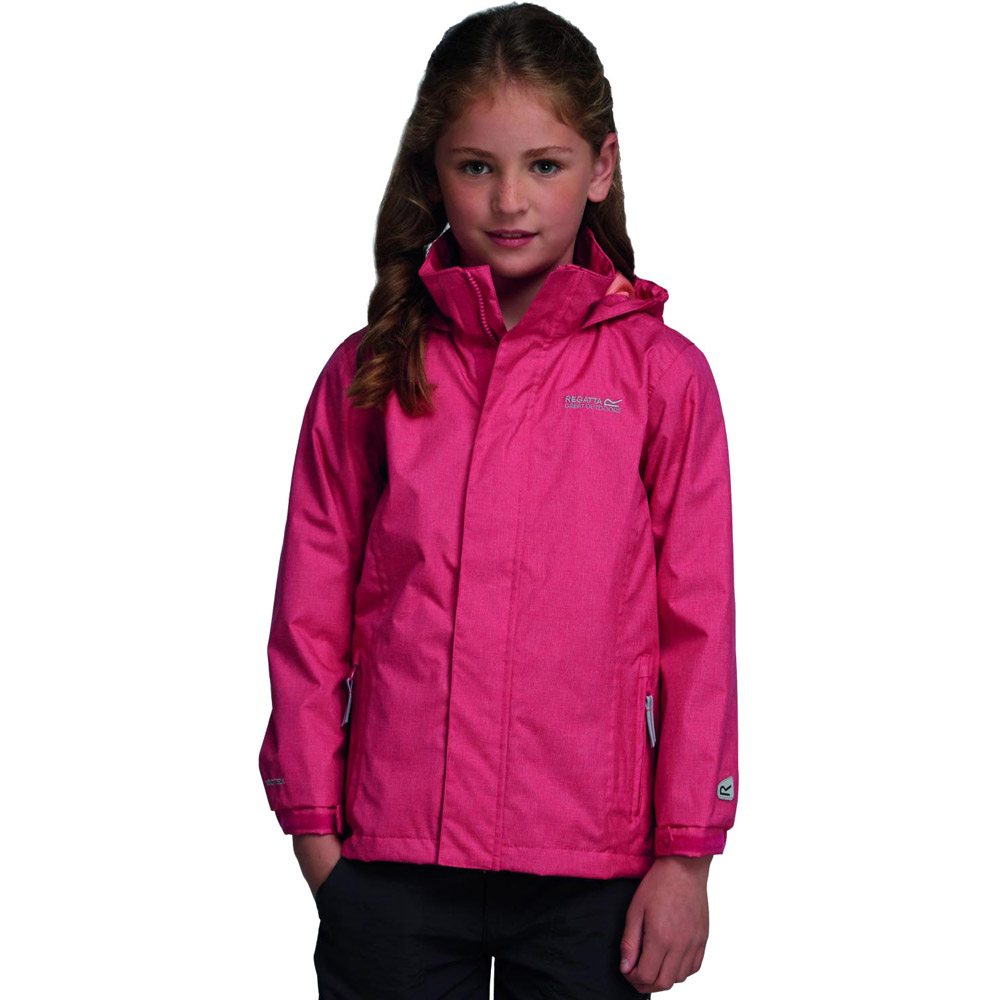 Regatta Girls Ferdie Waterproof Breathable Shell Jacket Pink RKW139