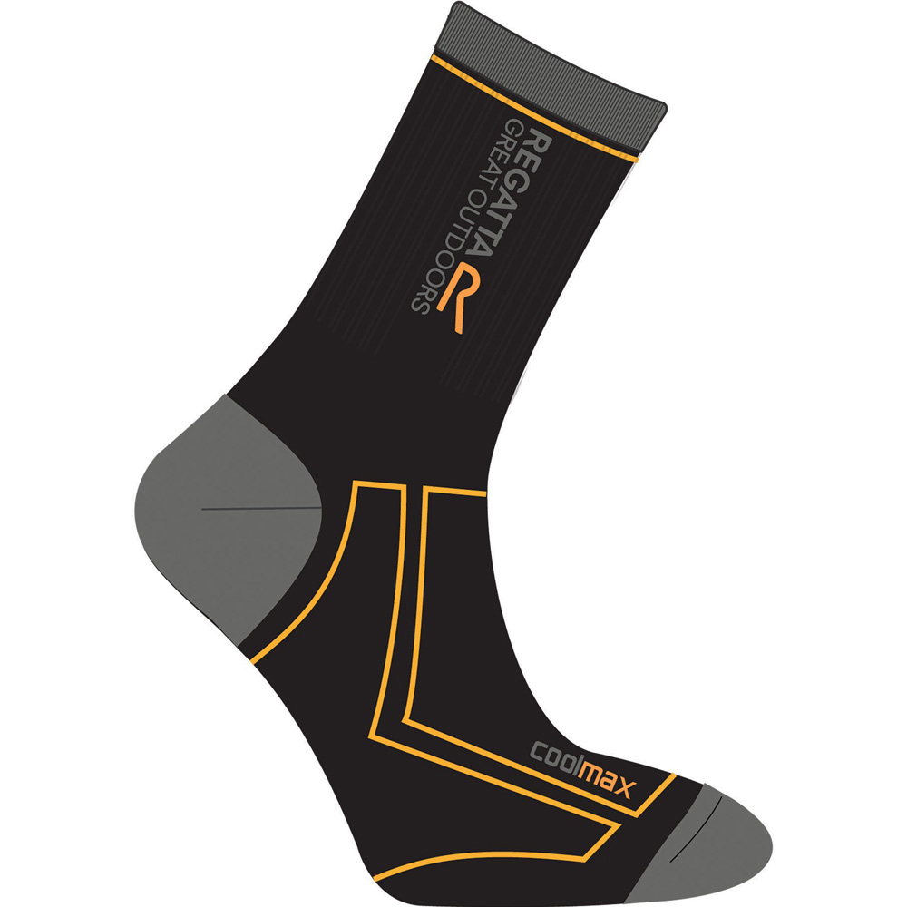 Regatta Mens 2 Season Coolmax Trek Wicking Walking Socks Black