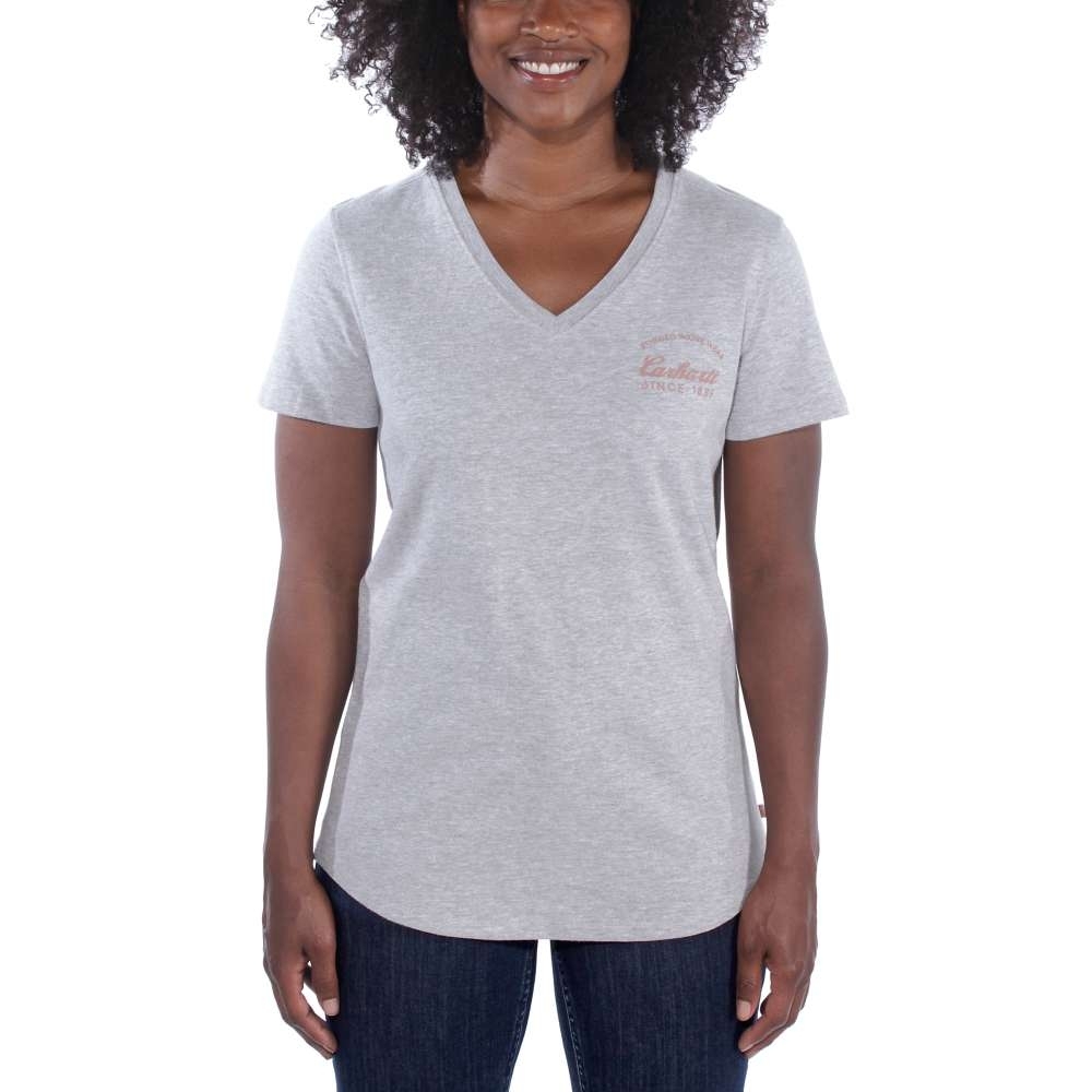 Carhartt Womens Lockhart V Neck Relaxed Fit Graphic T Shirt XS - Bust 33’ (84cm)