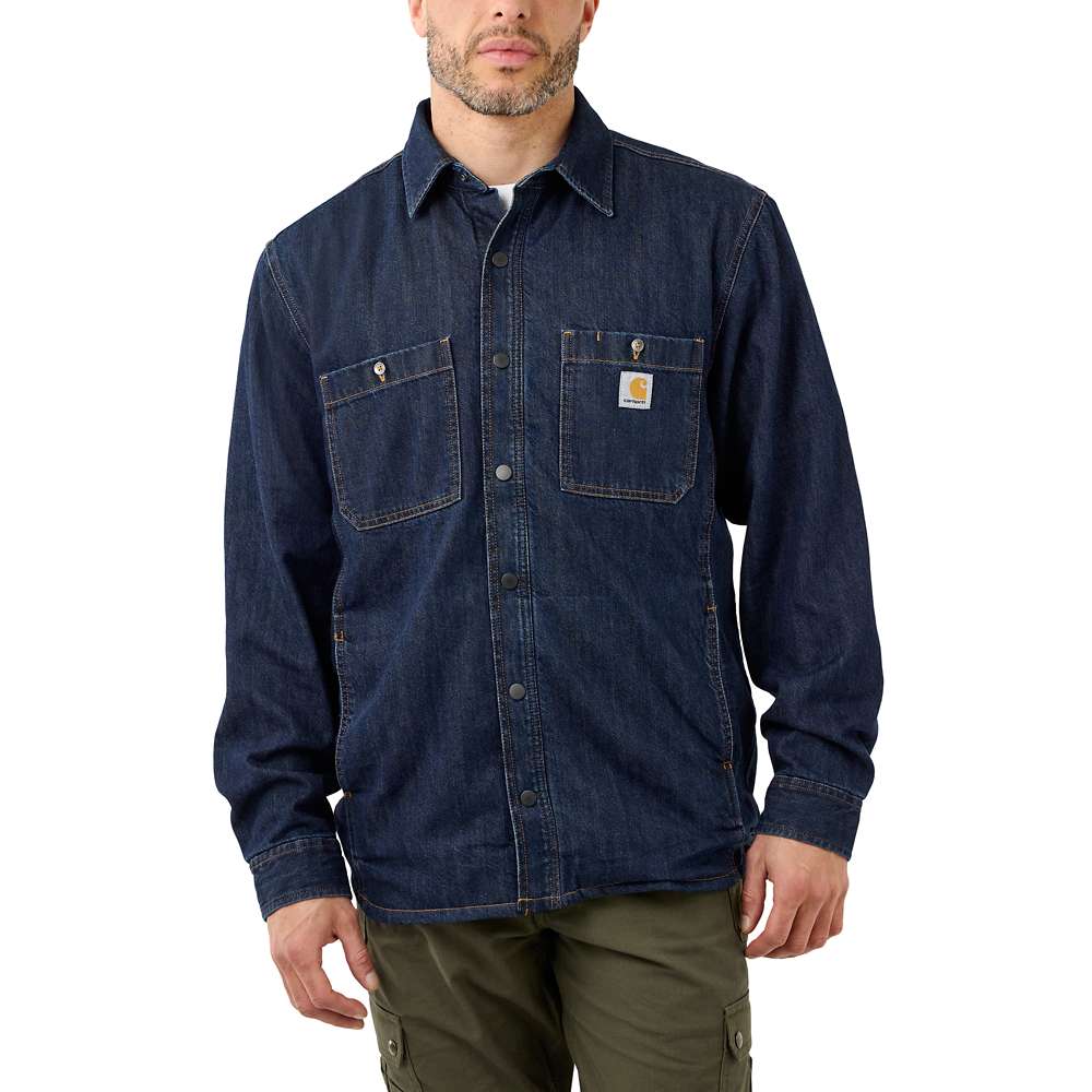 Carhartt Mens Denim Fleece Lined Snap Front Shirt L - Chest 42-44’ (107-112cm)