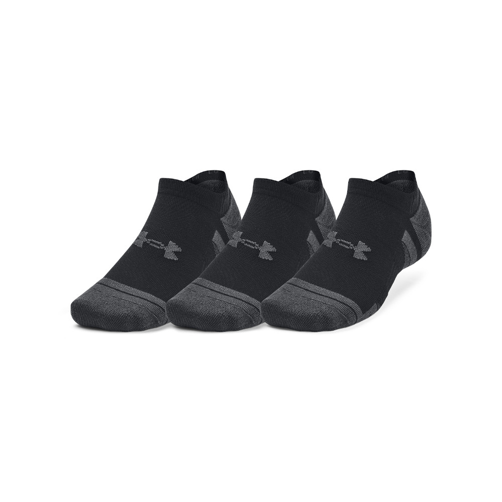 Unisex  Under Armour  Performance Tech 3-Pack No Show Socks Black / Black / Jet Gray XL
