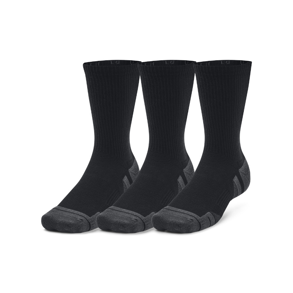 Unisex  Under Armour  Performance Tech 3-Pack Crew Socks Black / Black / Jet Gray XL