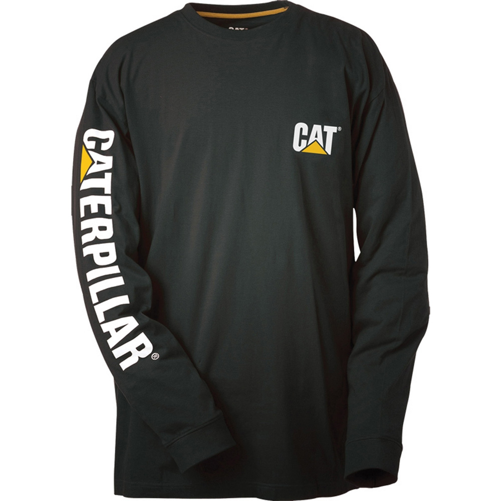Caterpillar Mens Trademark Logo Cotton T Shirt Black