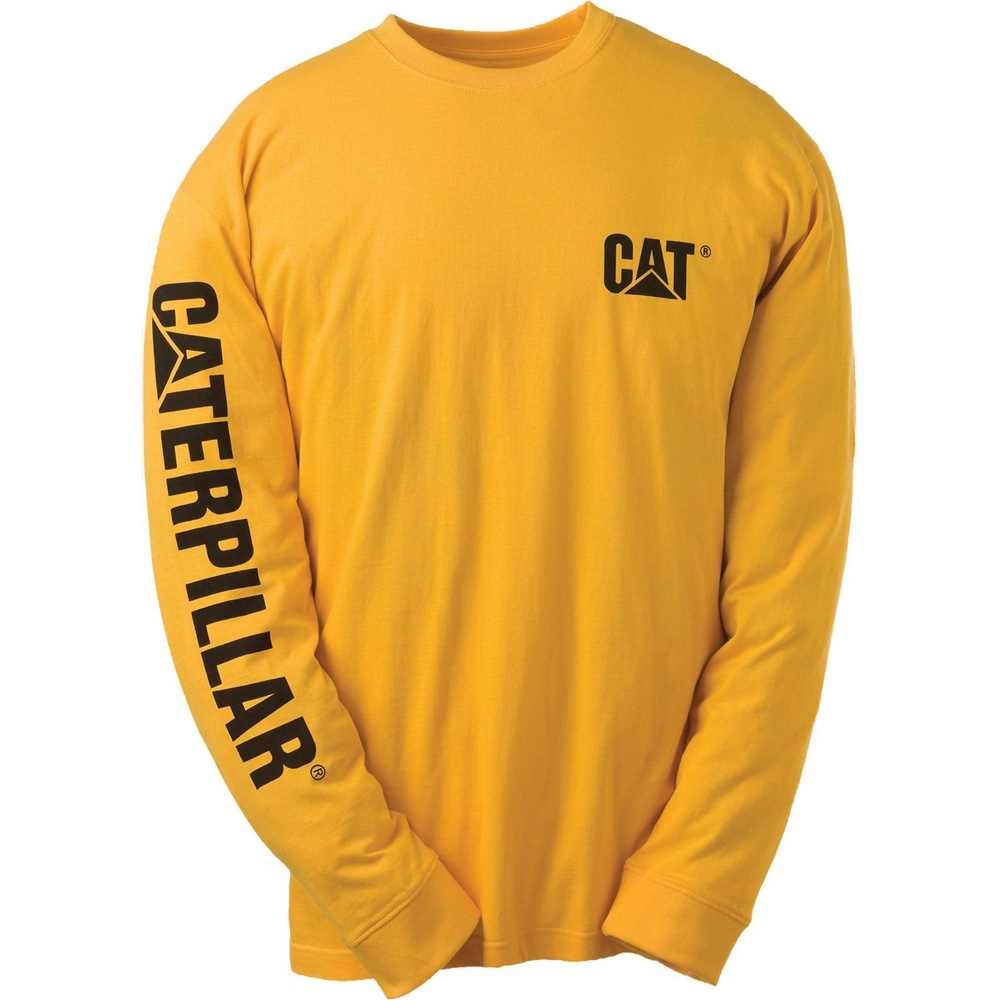 Caterpillar Mens Trademark Logo Cotton T Shirt Yellow