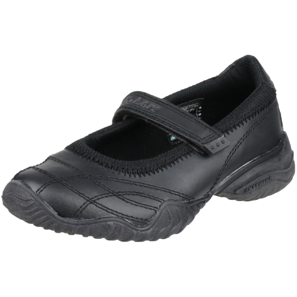 Skechers Girls Velocity Pouty Touch Fasten Leather Casual Shoe Black