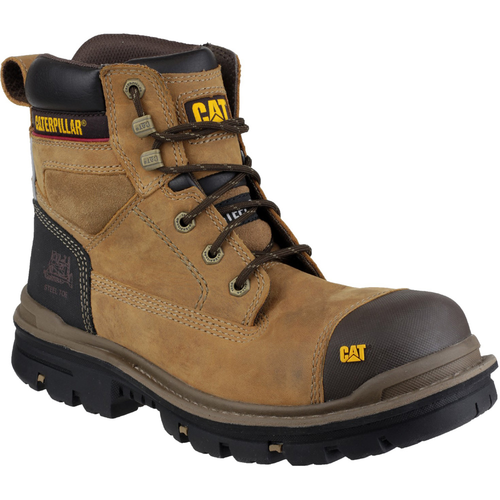 Caterpillar Mens Gravel 6 Inch Leather Work Safety Boots Brown