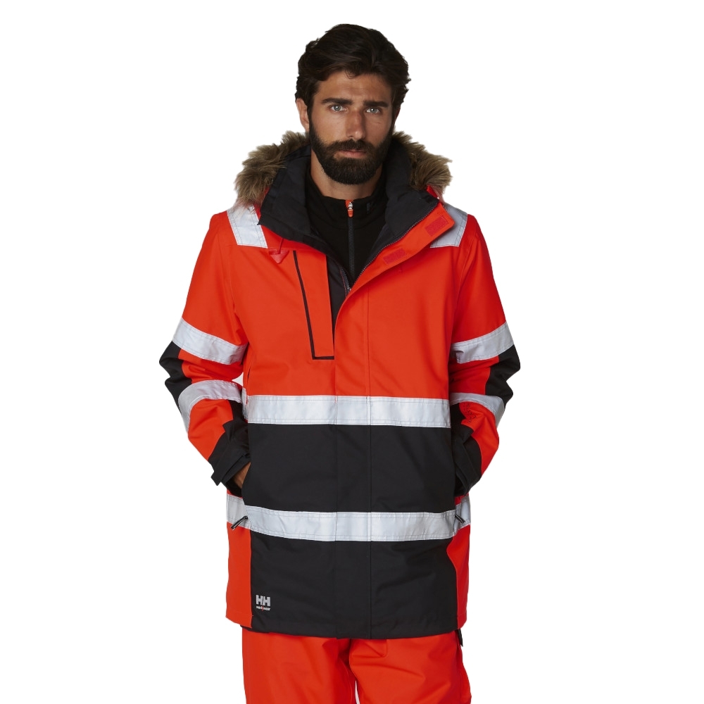 Helly Hansen Mens Alna Winter Hi Vis Parka Workwear Jacket XL - Chest 45.5’ (116cm)