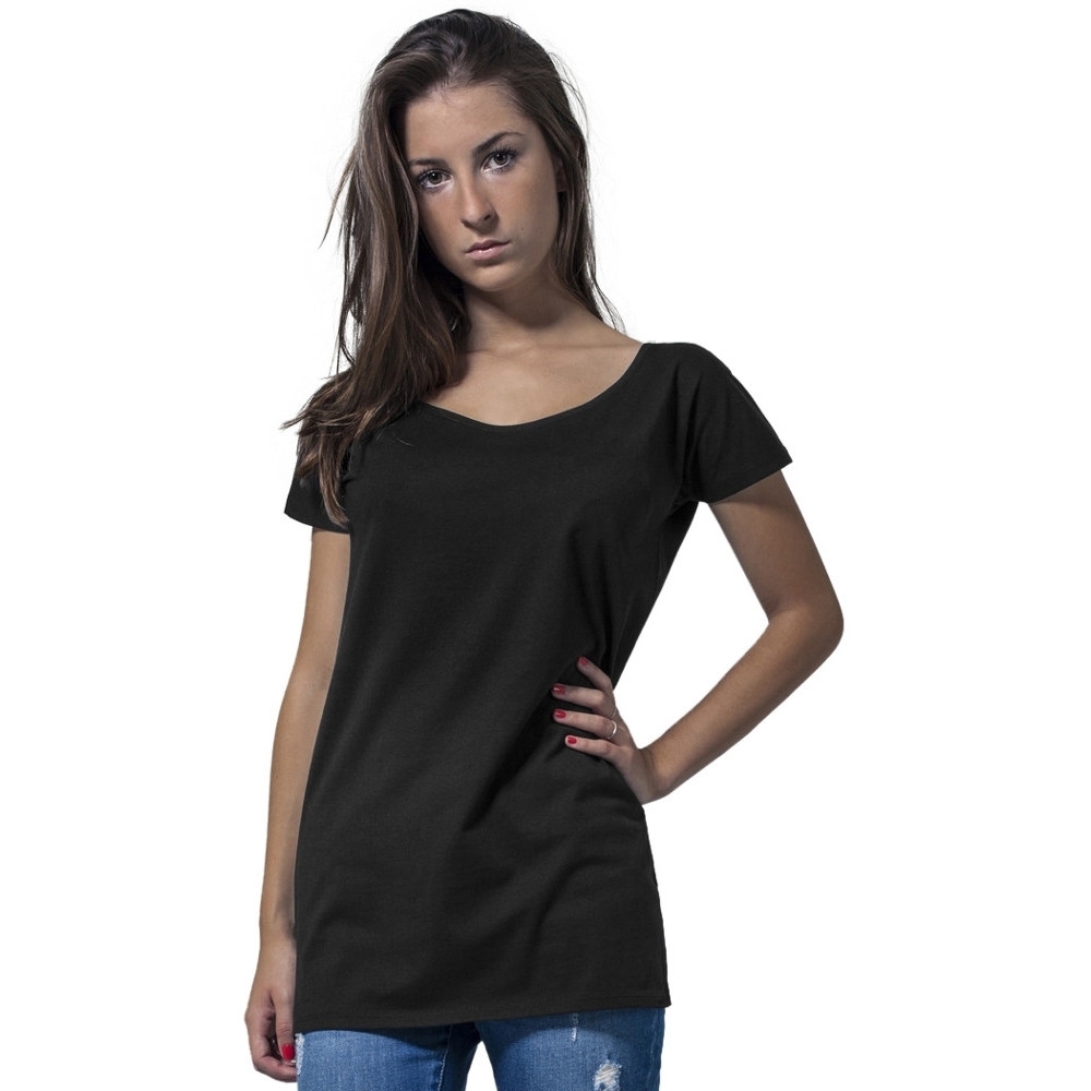 Product image of Cotton Addict Womens Wide Neck Cotton Short Sleeve T Shirt S - UK Size 10