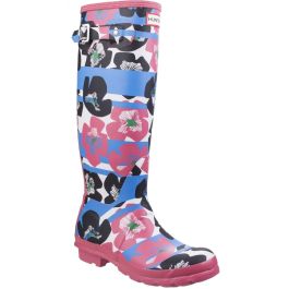 Hunter Womens Original Floral Stripe Tall Wellington Boots Outdoor Look