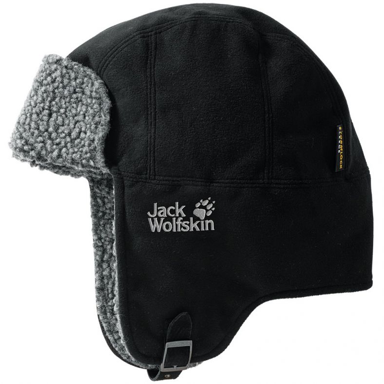 Jack Wolfskin Mens Stormlock Shapka Ear Flap Winter Hat Black | Outdoor ...