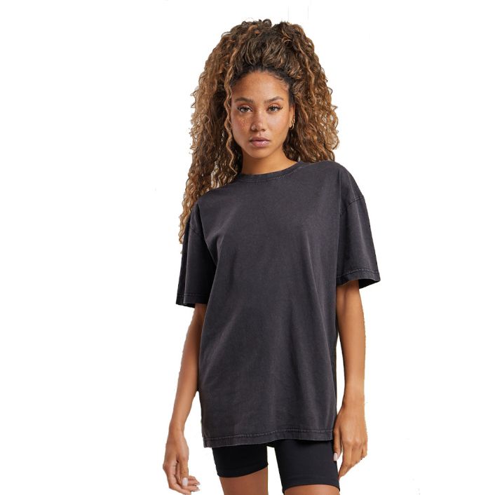 Cotton Addict Womens Oversized Acid Wash Short Sleeve Tee