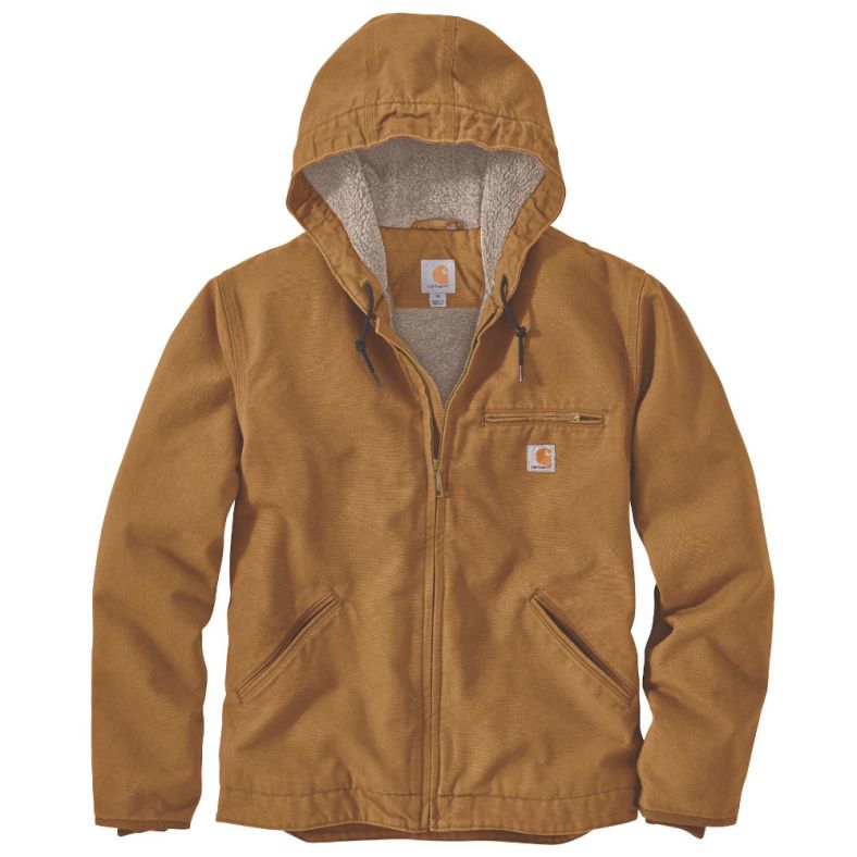 Carhartt Mens Washed Duck Sherpa Lined Jacket Outdoor Look
