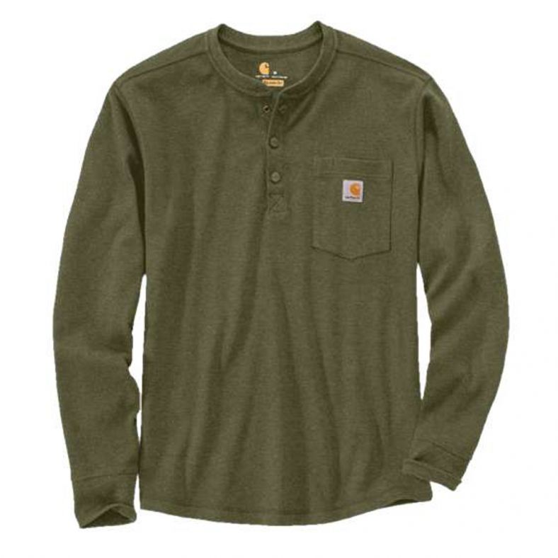 Carhartt Mens Henley Pocket Thermal Long Sleeve T Shirt Outdoor Look