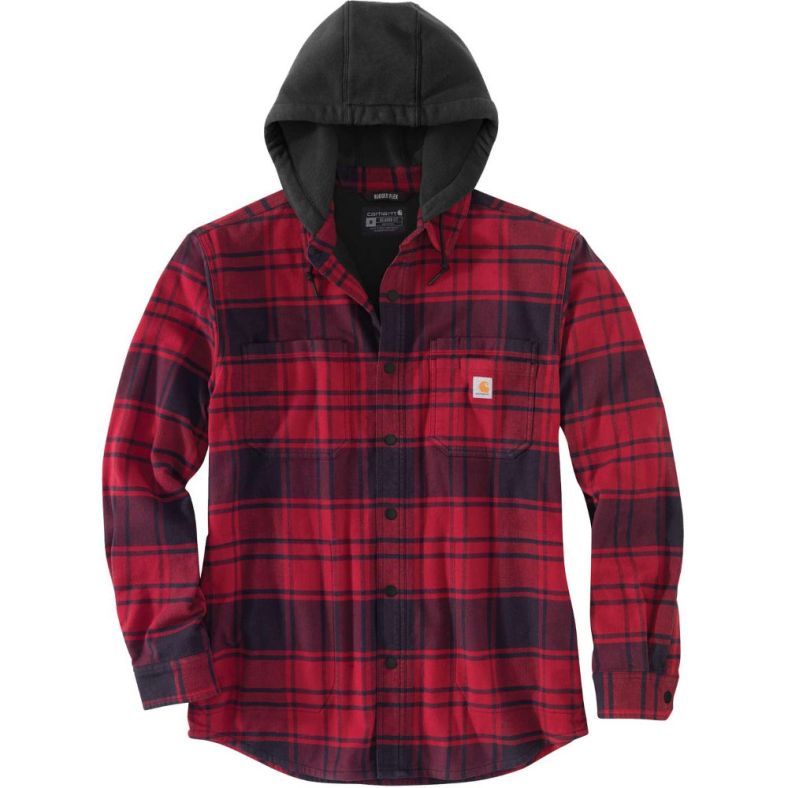 Carhartt Mens Flannel Fleece Lined Hooded Shirt Jacket Outdoor Look