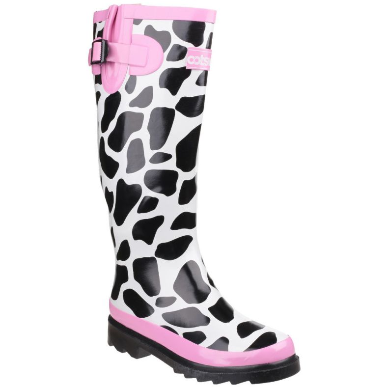 cow print rubber boots