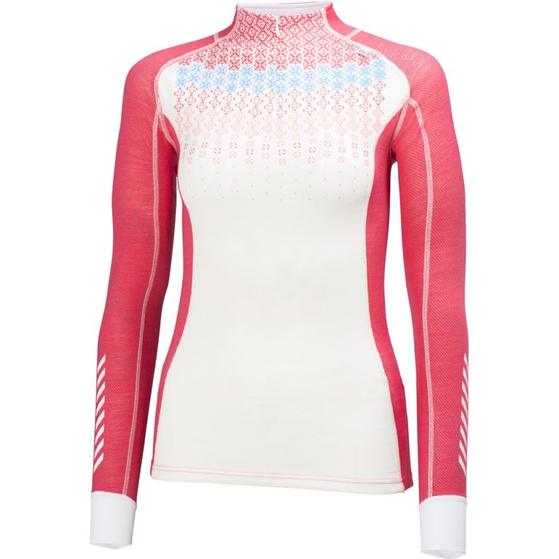 Helly Hansen Ladies Warm Half Zip Merino Wool Baselayer Top Pink Outdoor Look