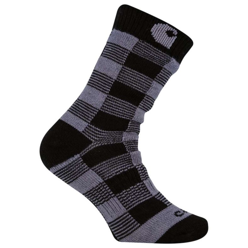 Carhartt Mens Thermal Plaid Sherpa Lined Crew Socks Outdoor Look