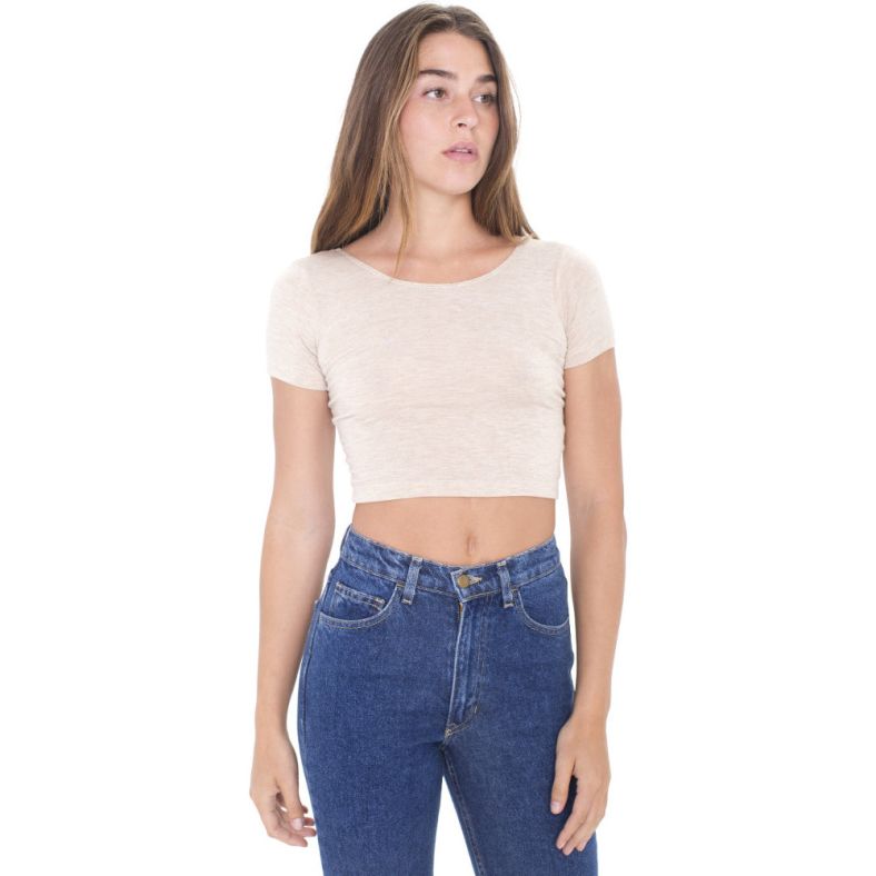 American Apparel Womens/Ladies Cotton Spandex Jersey Crop T-Shirt ...