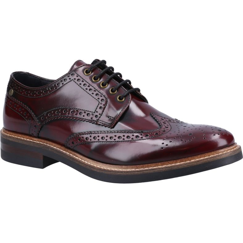 Base London Mens Woburn Hi Shine Leather Brogue Shoes Outdoor Look