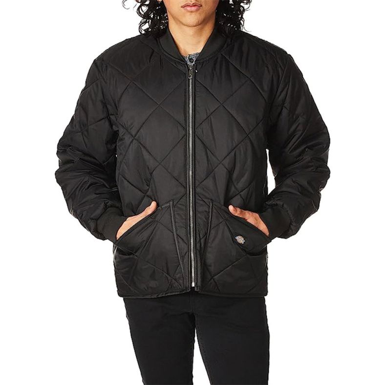 Mens diamond quilted bomber jacket sales