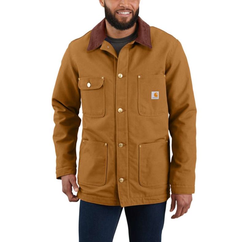 Carhartt Mens Firm Duck Chore Cotton Work Jacket Coat Outdoor Look