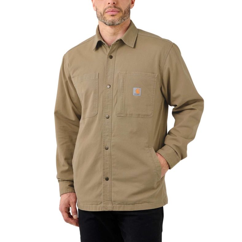 Carhartt Mens Fleece Lined Snap Front Shirt Jacket Outdoor Look