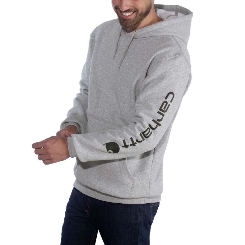 Carhartt men's signature sleeve logo midweight hooded sweatshirt cheap