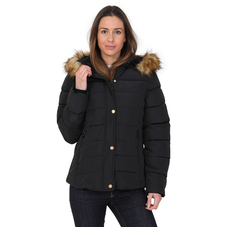 Evvor Womens Fur Lined Hood Warm And, Womens Black Short Parka Coat