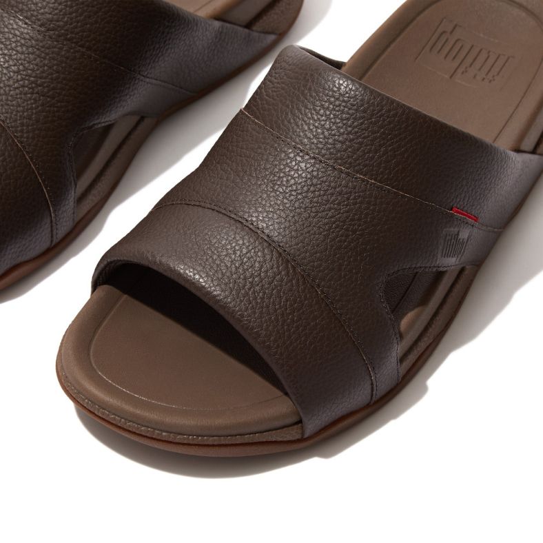 Fitflop Mens Freeway Leather Sliders Outdoor Look