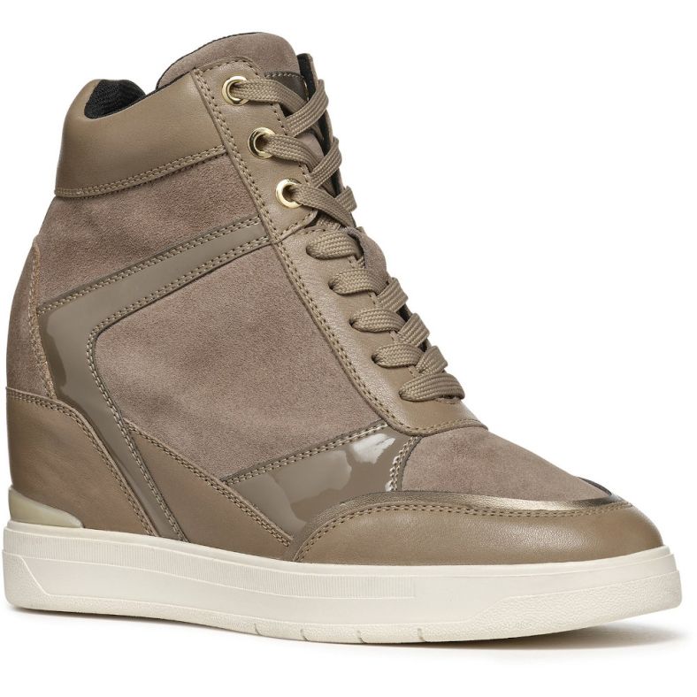 Geox Womens D MAURICA Suede Wedge Hi Top Trainers Outdoor Look