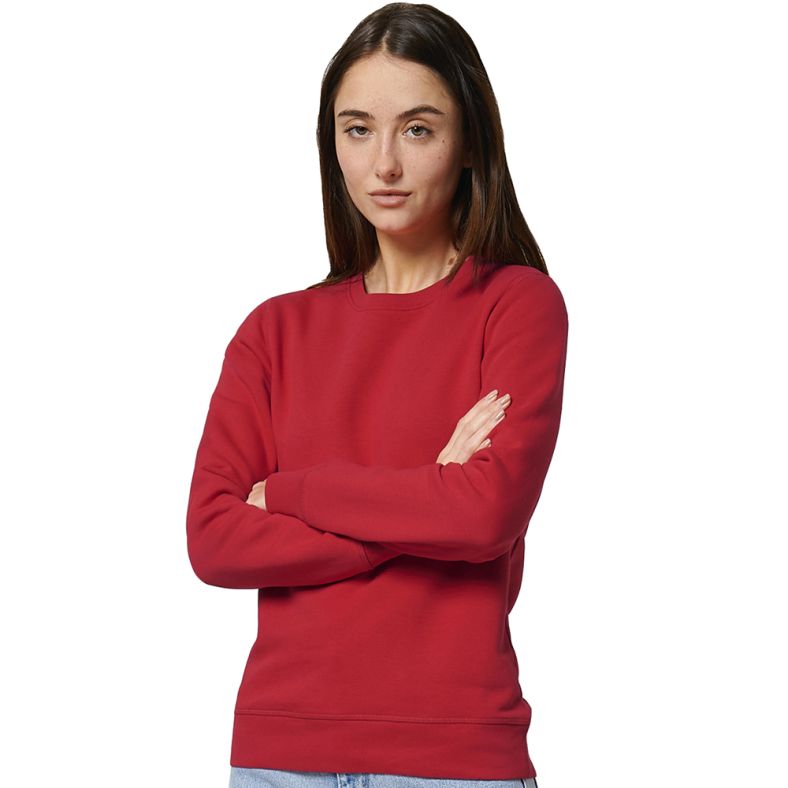 Women's red crew neck sweatshirt on sale