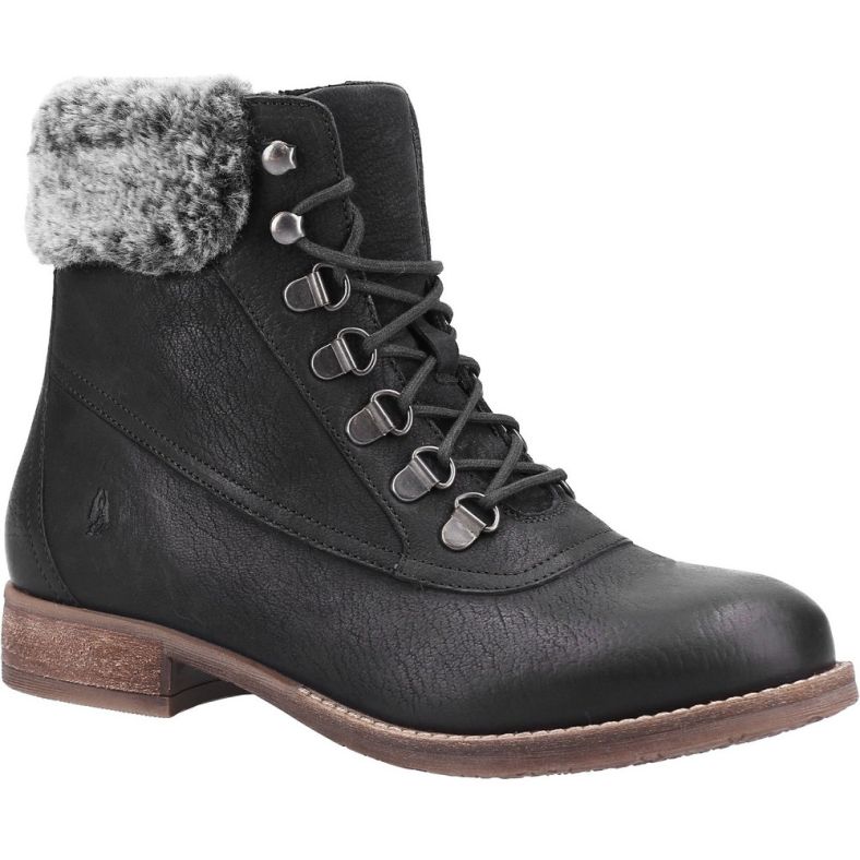 Hush Puppies Womens Effie Lace Up Leather Memory Foam Boots Outdoor Look