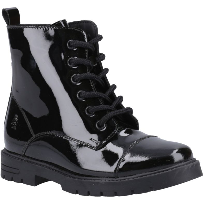 Hush Puppies Lauren Patent Senior Lace Up Boots Outdoor Look