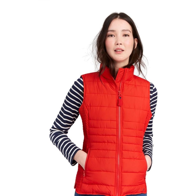 Joules Fallow Gilet Funnel Neck Fitted Vest Padded Ladies Zip Up Slimming Jacket 