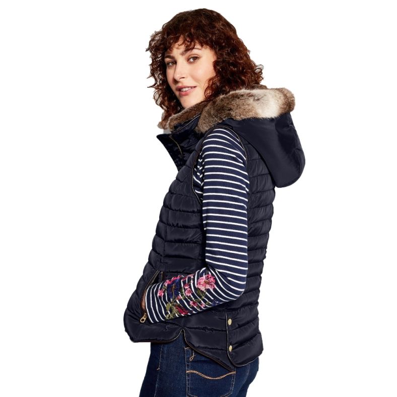 ladies body warmer with fur hood