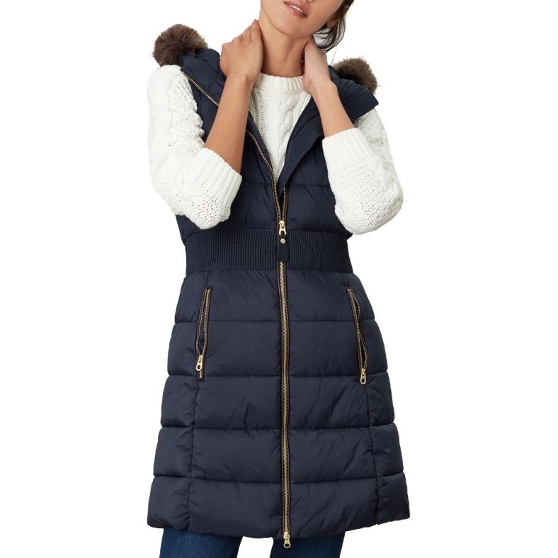 Buy > long quilted gilet with hood > in stock