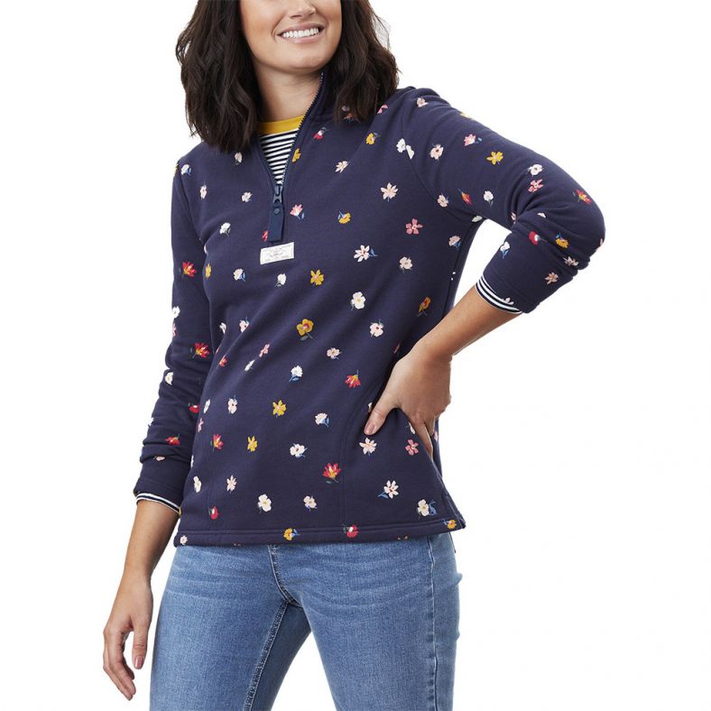 Joules Womens Pip Print Half Zip Casual Sweatshirt Outdoor Look