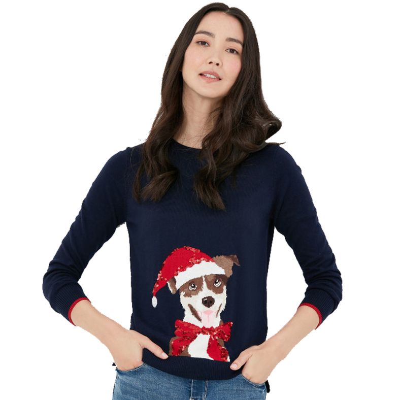 Joules Womens Miranda Festive Crew Neck Intarsia Jumper Outdoor Look