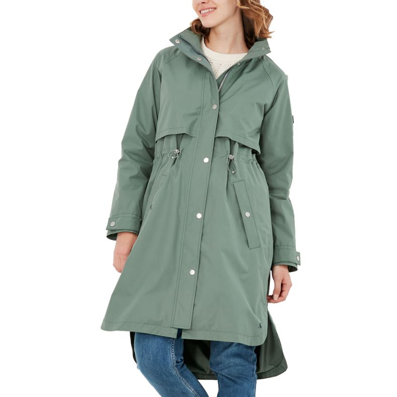 Joules Womens Helmsley Waterproof Longline Hooded Rain Coat | Outdoor Look